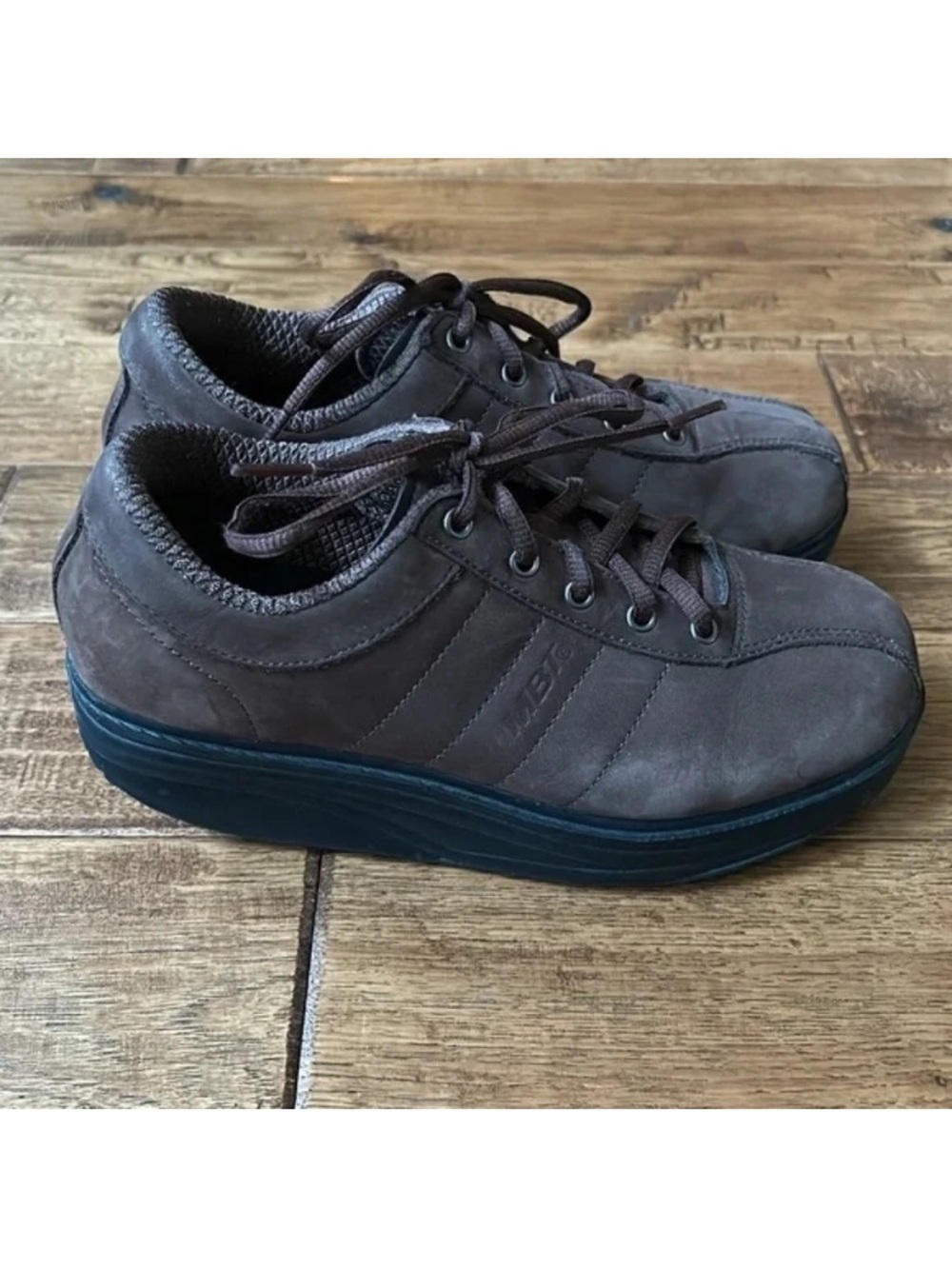 MBT Casual Brown Leather Suede Rocker Bottom Sneakers Comfort Shoes Size 8.5